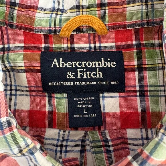 Abercrombie & Fitch Red Plaid Casual Button Down Shirt - Picture 5 of 9